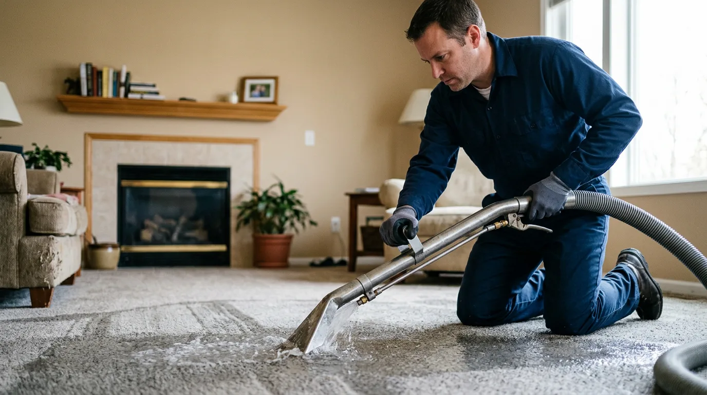Water damage restoration technician working near Medford, MN